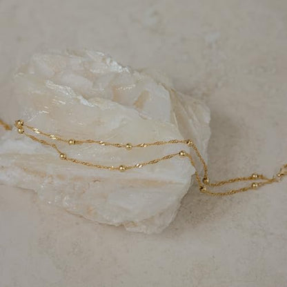 Gold Ankle Bracelets for Women,Dainty 14K Gold Plated Anklets for Women Waterproof Herringbone Beaded Satellite Anklets Set Layered Anklet Bracelets for Women Gold Jewelry Gift - color: Set 2