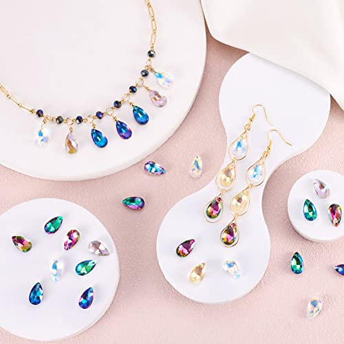 KISSITTY 100pcs/box Teardrop Crystal Charms Beads Faceted Glass Loose Beads 10 Colors Water Drop Charm Beads 16x9x5mm for Bracelet Earrings Necklaces Jewelry Making with Hole 1mm