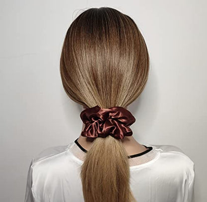 Sufermoe 6 Pcs 4.5 Inch Satin Silk Hair Scrunchies, Coffee color, Hair Ties for Women and Girls - color: Coffee color