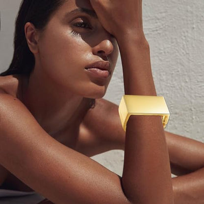 YBMYCM Wide Cuff Chunky Gold-Plated Open Bangle Bracelets for Women | Wrist gold Cuff Bracelets for Women as Gifts - color: G-gold