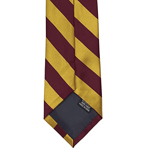 tiemart Men's Striped Tie Standard Length - color: Maroon and Gold