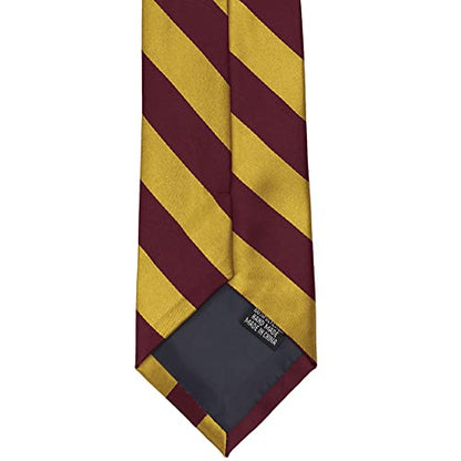 tiemart Men's Striped Tie Standard Length - color: Maroon and Gold