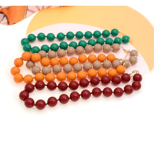 JNF Chunky Beaded Necklaces Women Large Big Ball Bead Choker Necklace Bold Statement Beads jewelry Gift - color: brown beaded