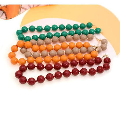 JNF Chunky Beaded Necklaces Women Large Big Ball Bead Choker Necklace Bold Statement Beads jewelry Gift - color: brown beaded