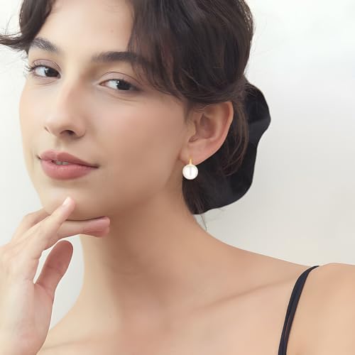 Pearl Earrings for Women Minimalist Pearl Drop Earrings Elegant Leverback Dangle Earrings Wedding jewelry Bridesmaid Gifts - style: oval pearl-10mm(medium)