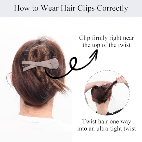 Large Flat Hair Clips for Women, French Flat Claw Clips for Medium Thick Hair | Strong Hold Hair Clips for Styling, Driving, Daily Wear | Beige, Light Dark Brown, Black - 4Pcs - color: Black, Dark Brown, Light Brown, Beige