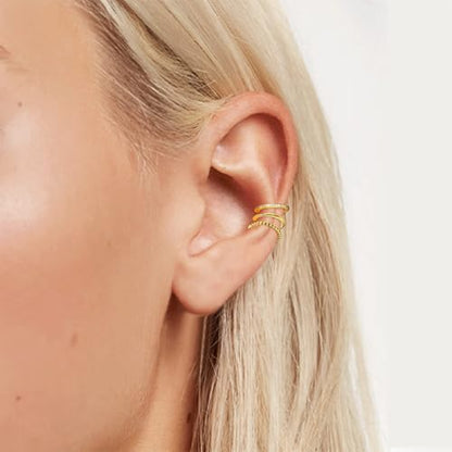 Ear Cuff Earrings for Women Trendy Non Piercing Hypoallergenic Cubic Zirconia Earrings Set Clip On Earrings Gifts - color: Gold