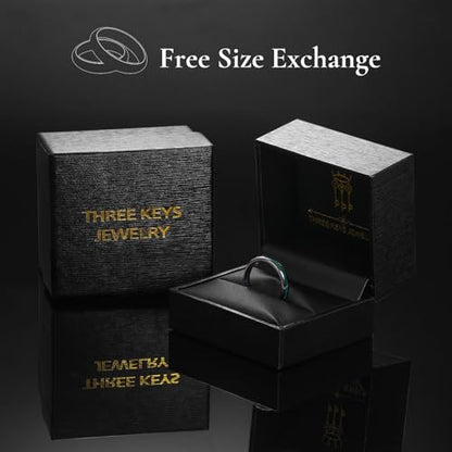 THREE KEYS JEWELRY Tungsten Wedding Band Koa wood Inlay Black Domed | 4mm, 6mm, 8mm, Everyday Wear, Black, Domed, Koa wood inlay - color: Black+Green Wood 4mm