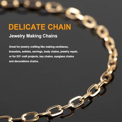 KYUNHOO 10 Meters Necklace Chain Roll 6MM Width Paperclip Chain for Jewelry Making Gold Plated Iron Necklace Chains Bulk Metal Chain for Craft DIY Jewelry Findings - color: 13x6mm Paperclip