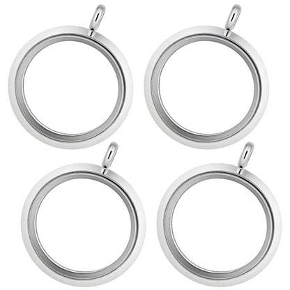 Locket Necklace, 4 Packs Stainless Steel 30mm/1.18" Diameter Glass Locket Pendant Charm, DIY Round Locket, Suitable for Women Friendship Memory Necklace