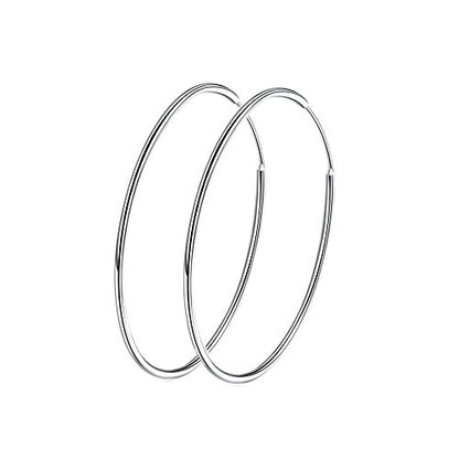Chic 925 Sterling Silver Big Hoop Earrings Minimalist Round Circle Endless Large Huggie Hoops Statement Earrings 50/60/70/90mm Hypoallergenic Fashion Jewelry Gifts for Women Girls - style: 50mm