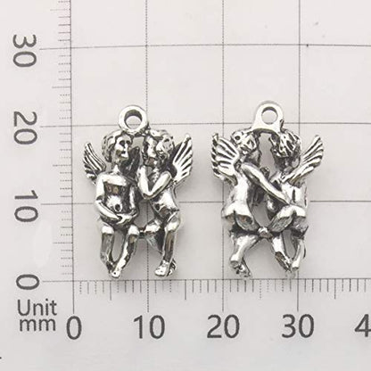 iloveDIYbeads 100g (66pcs) Craft Supplies Antique Silver Wings Angel Fairy Charms Pendants for Crafting, Jewelry Findings Making Accessory for DIY Necklace Bracelet (M151) - color: Angel charms
