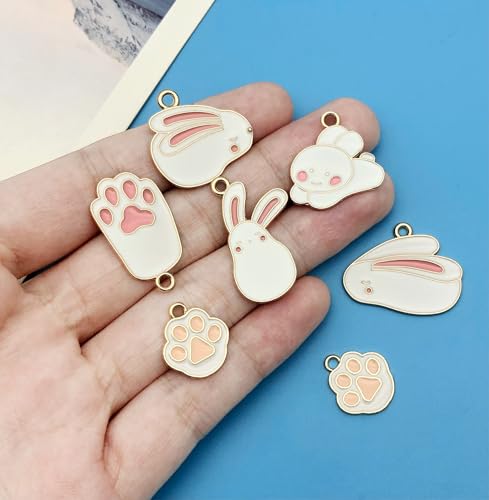 Youdiyla 36pcs Alloy enamel Thanksgiving Easter series rabbit set Pendant Jewelry Making DIY Keychain Earrings Pendant Various Design Charms for Jewelry Making Bracelets Necklace (SN1041) - color: SN1041