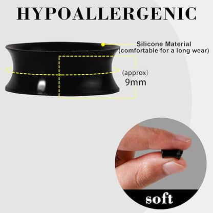20Pcs Silicone Ear Gauges 2G-25mm Flexible Ear Tunnels Gauges Soft Expander Stretching Ear Plugs Tunnels Black Earring Piercings Jewelry for Men Women - color: Thin Black Silicone