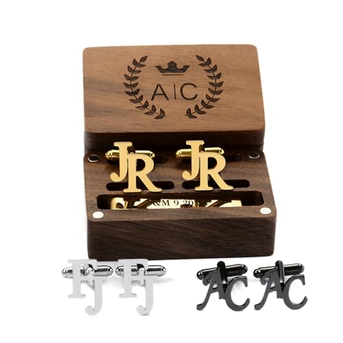 Custom Name Initial cufflinks for men,Personalize Stainless Steel Gold Alphabet cufflinks,Gift for Wedding,fathers day gift