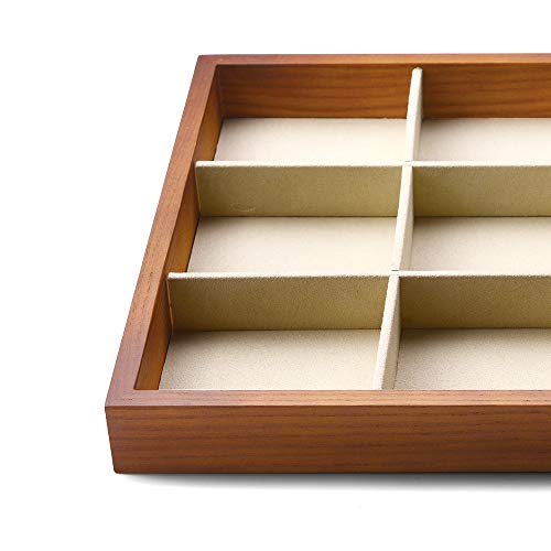Oirlv Solid Wood Jewelry Tray,Jewelry Drawer Organizer,12 Grid(Cream) | Stackable Design,for Jewelry Necklaces Bracelets and Watches,Organizing and Presentinge Legantly on Dressers&in Dresser - color: Creamy-white 12 grid tray