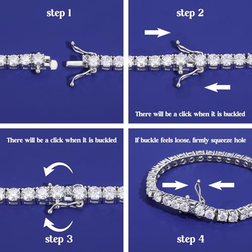 Moissanite Tennis Bracelet for Women Men S925 Sterling Silver D Color VVS1 Round Cut Moissanite Bracelet - color: Silver
