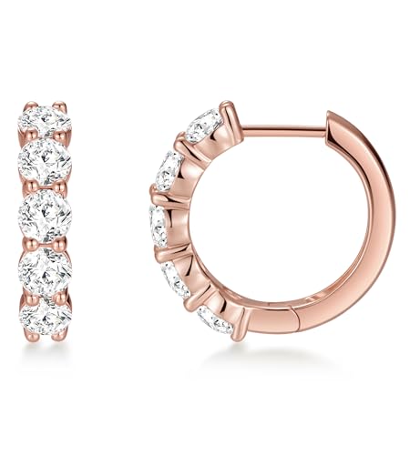 ASHINE 14K Gold Plated 925 Sterling Silver Post Pave Cubic Zirconia Hoop Cuff Huggie Earrings Jewelry for Women Girls - color: Rose Gold-16mm