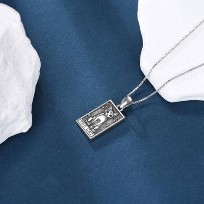 YAFEINI Cat Tarot Necklace 925 Sterling Silver Cat Tarot Pendant Necklace Jewelry Gifts for Women - style: cat