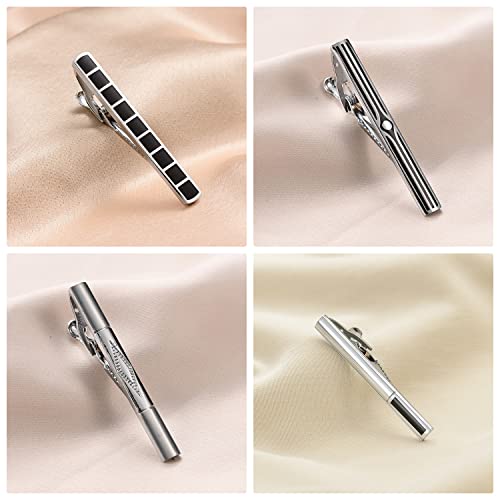 wynameleri Tie Pins for Men Silver Black 3 Pcs 10 PCS Short Tie Clip Set 2.3, 2.4 Inch Business Shirt Necktie Pinch for Men - color: T0310003