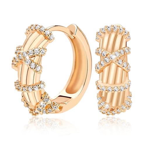 18K Crystal Heart Hoop Earrings for Women with Locket Design, White Crystal Cubic Zirconia Dangling Earrings Fine Jewelry Gifts for Her - color: Ring