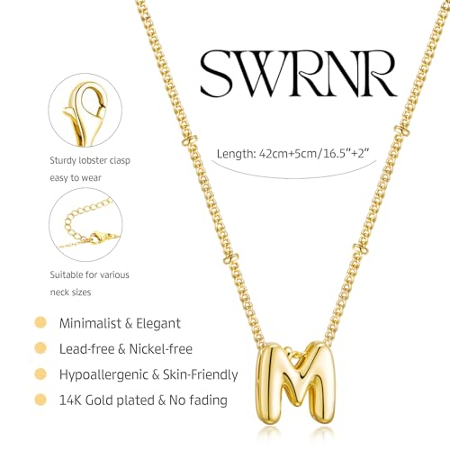 Initial Necklaces for Women, 14K Gold Plated Dainty Bubble Letter Necklace A-Z Name Pendant Necklace for Women Trendy Gold Jewelry Personalized Gifts - color: P
