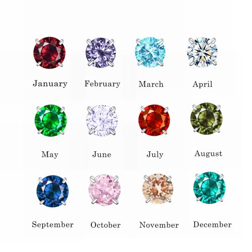 Titanium Flat Back Surgical Stainless Steel Stud Earrings for Women Men,Birthstone Stud Earrings Hypoallergenic Double Side 5A Cubic Zirconia Studs Jewelry 6mm - color: July(Orange)