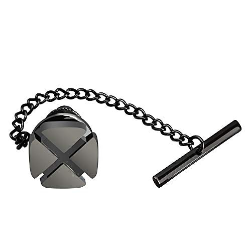 HAWSON Mini Tie Pin for Men, Tie Tack with Chain for Men's Necktie, Tie Tack Gift Set for Wedding, Party, Meeting - color: Matte Gunmetal