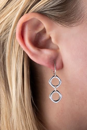 Silver Clip On Earrings For Women, They Look Pierced, Don't Pinch & Won't Fall Off, Hypoallergenic & Lightweight - color: Silver Cubes