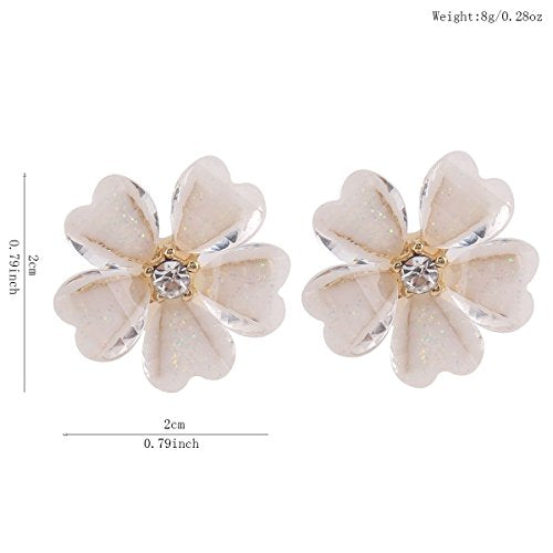 Silver Plated or Gold Plated Opal Flower Shape Clip on Earrings Non Piercing for Women - color: Gold