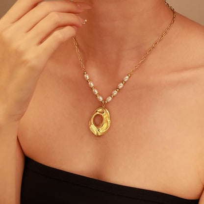 2 PCs Gold Plated Necklace Set for Women - Non Tarnish Jewelry Gift with Fashion Design - style: 2 PCs: Fashion 1