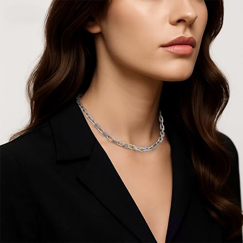 Two Tone Wire Necklace Gold and Silver Link Chain Adjustable 18K Gold Plated Twist Vintage Classic Jewelry - style: Rectangle - Two tone