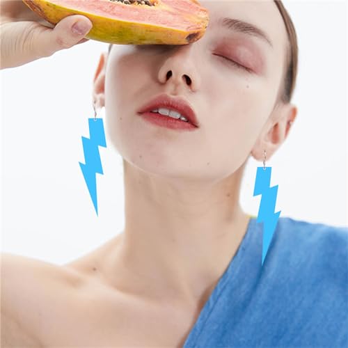 ONLYJUMP Acrylic Exaggerated Lightning Earrings Statement Punk Retro Geometric Delicate Neon Personalized Earrings Accessory Jewelry for Women - color: Exaggerated Blue