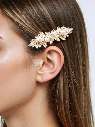 4pcs Rhinestone Gold Pearl Leaf Wedding Hair Clips Silver New Bride Bridesmaid Spring Clips