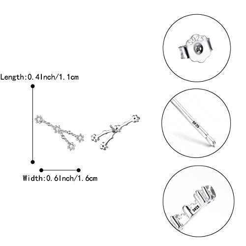 925 Sterling Silver CZ Horoscope Zodiac 12 Constellation Astrology Ear Crawler Post Earrings Gift for Mom Women Mothers Day/Valentines Day/Birthday/Christmas/Anniversary - style: Cancer (Jun 21 - Jul 22)