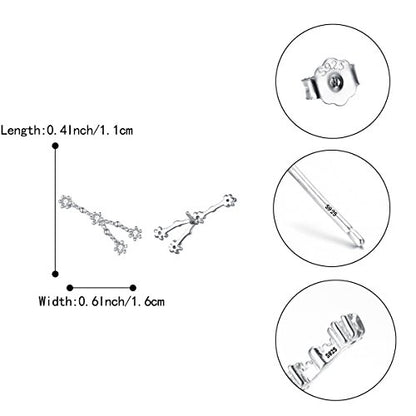 925 Sterling Silver CZ Horoscope Zodiac 12 Constellation Astrology Ear Crawler Post Earrings Gift for Mom Women Mothers Day/Valentines Day/Birthday/Christmas/Anniversary - style: Cancer (Jun 21 - Jul 22)