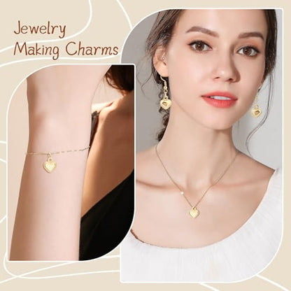 MARFOREVER 40 Pcs 18K Gold Heart Charms for Jewelry Making Valentines Charm | 3D Love Heart Shape Dangle Pendants Charms, Mother's Day Valentine's Gifts, Bracelet Necklace Earrings Making DIY Crafts - style: Gold Heart
