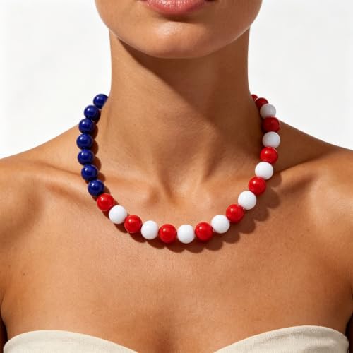 Chunky Beaded Necklace for Women 16mm Round Bead Resin Modern Statement Necklace Jewelry Accessories - color: colorful 06