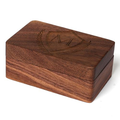 Mens Initial Cufflinks and Tie Clip A-Z Alphabet Letter Black Stainless Cuff Links Tie Bar with Engraved Walnut Wood Box Groom Groomsman Wedding Set - style: Classic-M