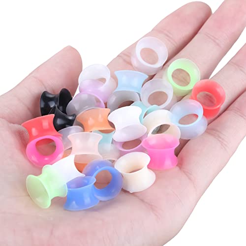 Xpircn 30Pcs Silicone Ear Gauges Flexible Ear Tunnels Plugs Stretchers Expander Double Flared Flesh Ear Piercing Jewelry for Women Men - style: Gauge:00G(10mm)