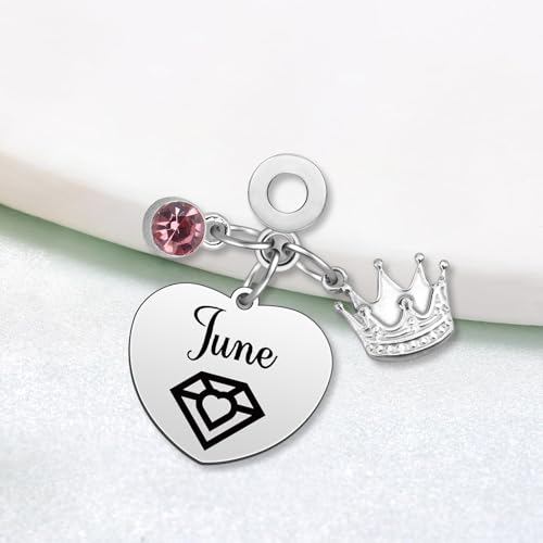 Birthday Gifts for Women Birthstone Charms for Bracelets Necklaces Jewelry Gift for Mom Wife Daughter Granddaughter Niece Sister Girlfriend - color: June