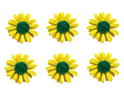 6 Pcs Daisy Flower Brooches, Sunflower Lapel Pins, Sun Flower Brooches, Floral Lapel Pins for Women Fashion Jewelry Accessories - color: Yellow