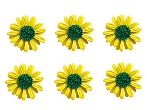 6 Pcs Daisy Flower Brooches, Sunflower Lapel Pins, Sun Flower Brooches, Floral Lapel Pins for Women Fashion Jewelry Accessories - color: Yellow