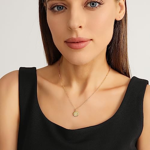 Zealmer Dainty 18K Gold Plated Compass World Map Pendant Necklace Graduation Gift for Friends - color: Compass Gold Tone