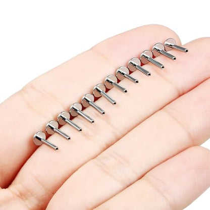 F136 Titanium 20/18/16G Threaded/Threadless Flat Earring Back Converter Kit Nose Lip Rings Medusa Labret Flatback Posts Cartilage Helix Conch Tragus Stud Piercing Jewelry Bar for Women Men - color: Threadless, size: 16g, 7mm