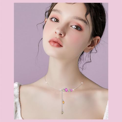 Ladytree S925 Sterling Silver Dainty Simple Choker Necklace,Rolo Chain,Adjustable 13 inches to 16 inches - style: 15_Rose Choker