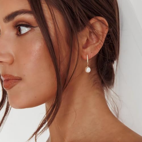 Gold Earrings for Women Trendy, Dainty Dangle Earrings 14K Gold Plated Drop Earrings Cute Wedding Earrings Fashion Prom Bridal Jewelry Gifts - color: Gold-A3