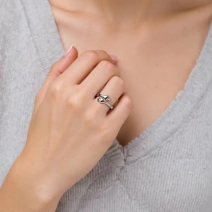 Granddaughter Daughter Hug Ring For Hope Rings, Stainless Steel Inspirational Jewelry Engraved Always With You Love You Forever Message Adjustable Non Tarnish Jewelry Birthday Gift Card - color: Always(Dear)