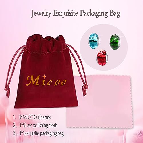 MICOO 925 Sterling Silver Charms for Bracelets,Fashion DIY Dangle Pendants Beads Simulated Birthstone Charms,Birthday Gifts for Women - color: 3 Red Green and Blue Charms