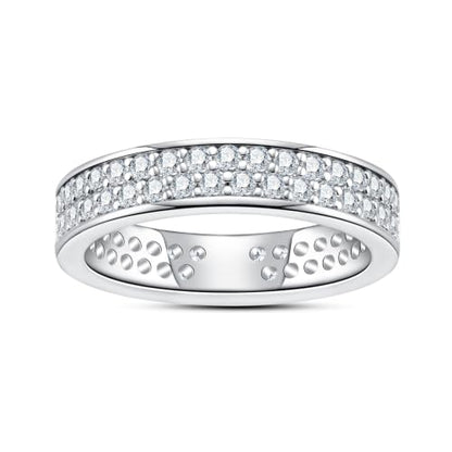 Cubic Zirconia Eternity Wedding Band Rings Round Cut 5A Grade D Color CZ Stacking Band Engagement Promise Rings for Women - style: Double Round-a